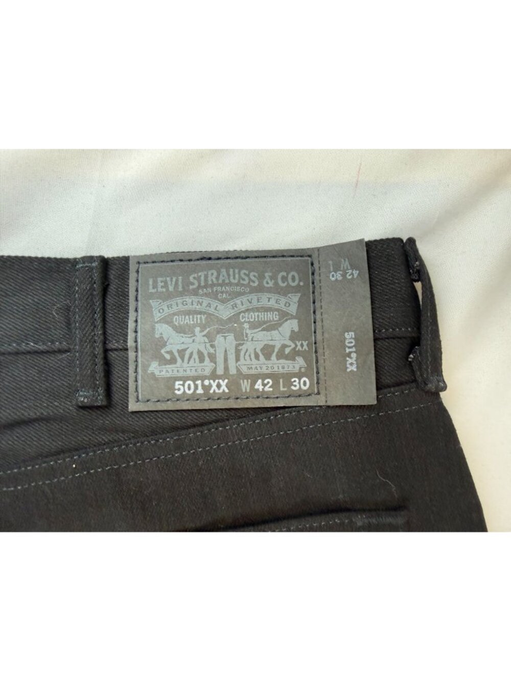 NWT Levis 501xx Original Black Denim Jeans Mens 42x30 Straight Button Fly Stretc - Picture 3 of 13